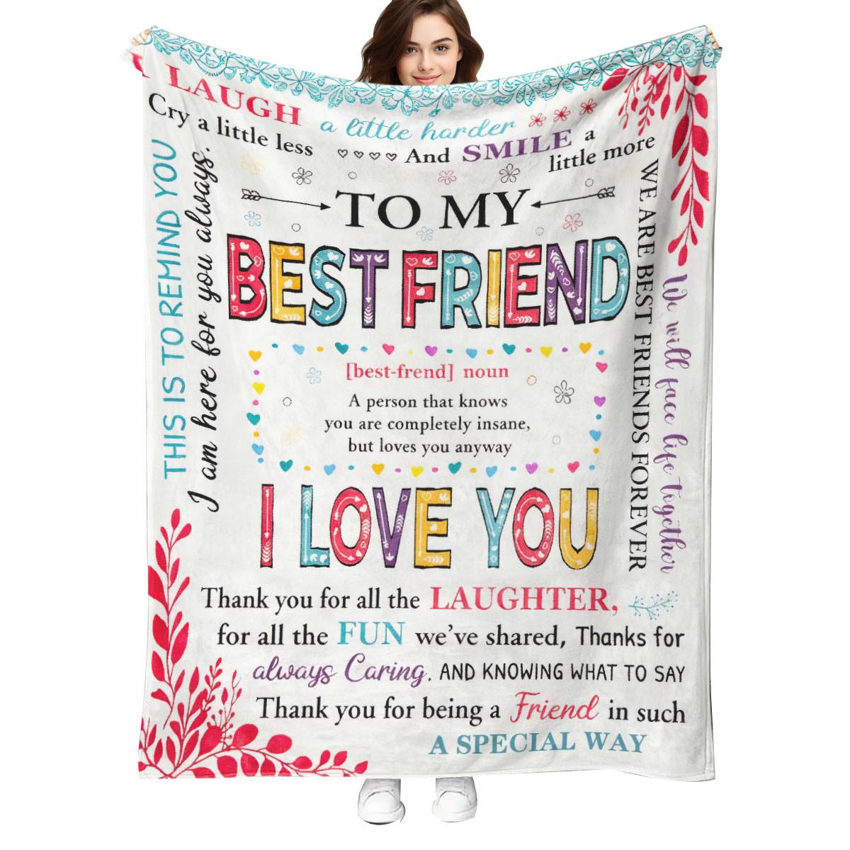 

Best friend themed flannel blanket non allergenic knitted fabric digital printing suitable for all seasons versatile 75x100cm (30x40inch)