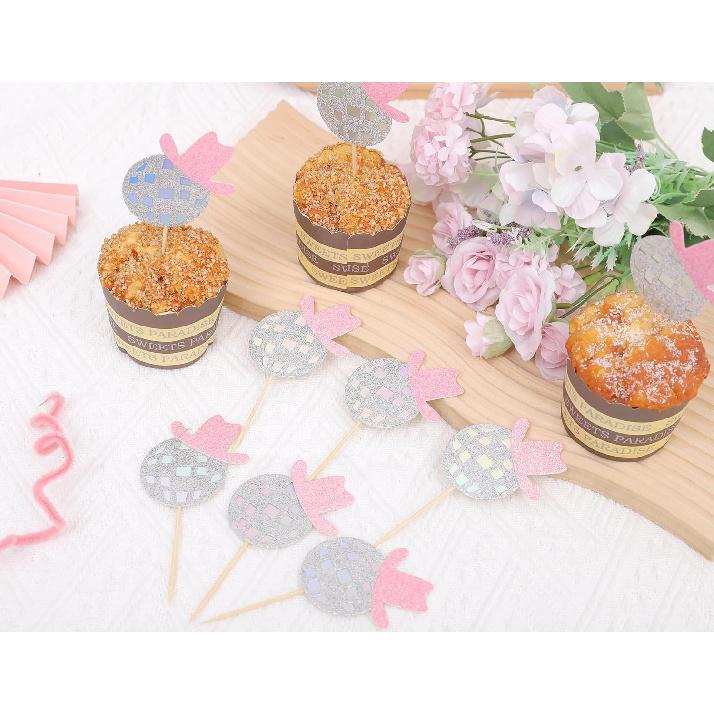 Disco Cowgirl Cupcake Toppers - Disco Ball Party Decorations, Set of 12 Cowgirl Birthday Cupcake Toppers, Disco Cowgirl Bachelorette Party