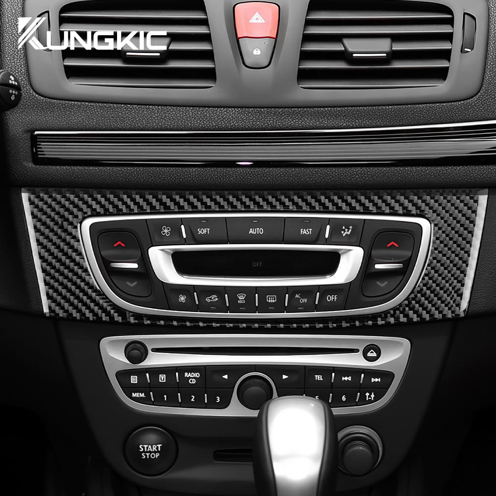 Real Soft Carbon Fiber Sticker For Renault Fluence Megane RS 2009 2010 2011 2012 2013 2014 2015 Car Central Control CD Trim