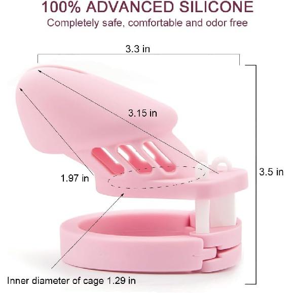 Silicone Cock Cage Chastity Cage Chastity Device for Male Penis Exercise (Pink)