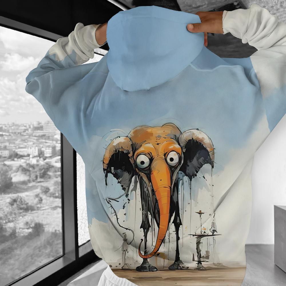 

Забавная мужская толстовка, повседневный пуловер с длинным рукавом и капюшоном, топ с мультяшным принтом, модная винтажная мужская худи оверсайз, уличная одежда 6XL