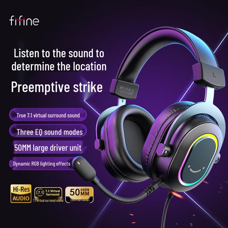 FIFINE Gaming Headset and RGB Stand Set