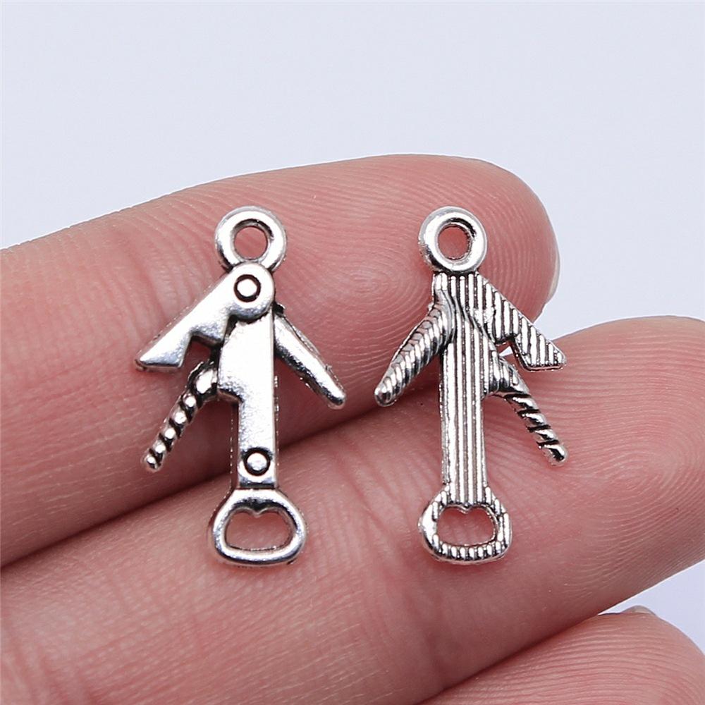 20pcs DIY Crafts Making Findings Handmade Tibetan Jewelry Beer Wine Corkscrew Bottle Opener Charms For Jewelry Making