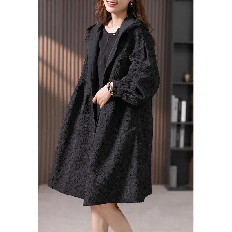 Giacca a vento lunga da donna Autunno e Inverno Nuova Versione Coreana Casual Stile Occidentale Giacca Larga