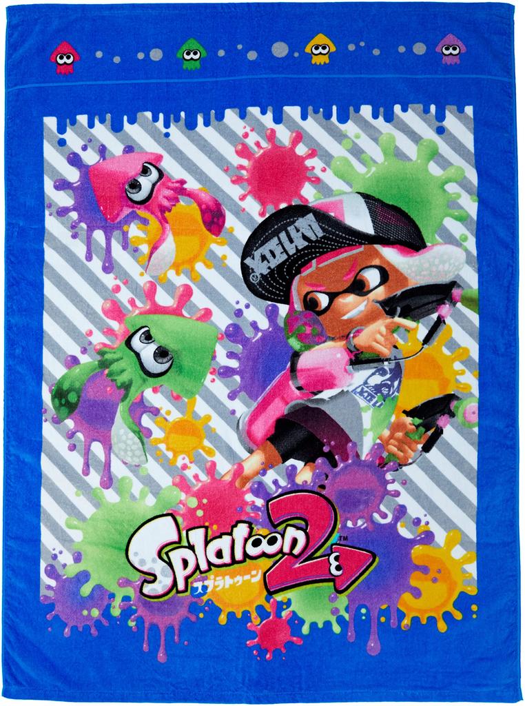 Marushin Towel Blanket for Splatoon 85 X 115 Nemuri No 4525002800 Children, Nintendo, 2, Approx. Cm, Jikan, Blue,