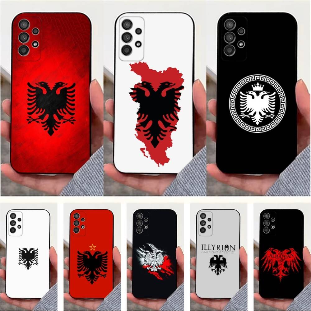 Custodia per Telefono A-Albania F-Bandiera-ES Per Samsung S9,S10,S20,S10,S21,S25,S24,S23,Ultra,FE,Plus,Lite,Cover Nera in Morbido Silicone