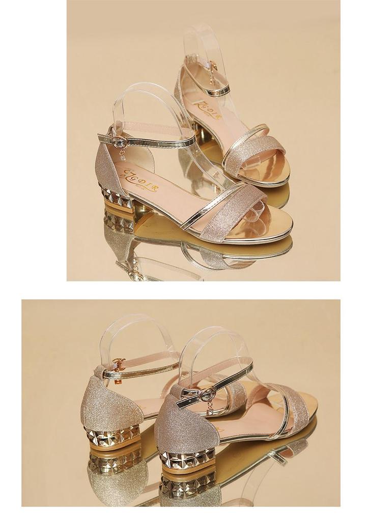 2025 Women's Plus Size Summer Peep-Toe Chunky Heel Sandals - Classic Single Strap Open-Toe Mid-Heel