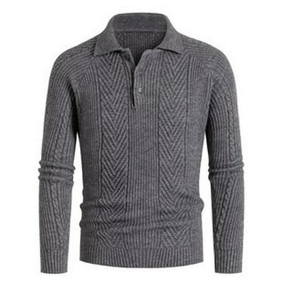 Men's Slim Fit Lapel Long Sleeve Knit Sweater - Autumn/Winter Style