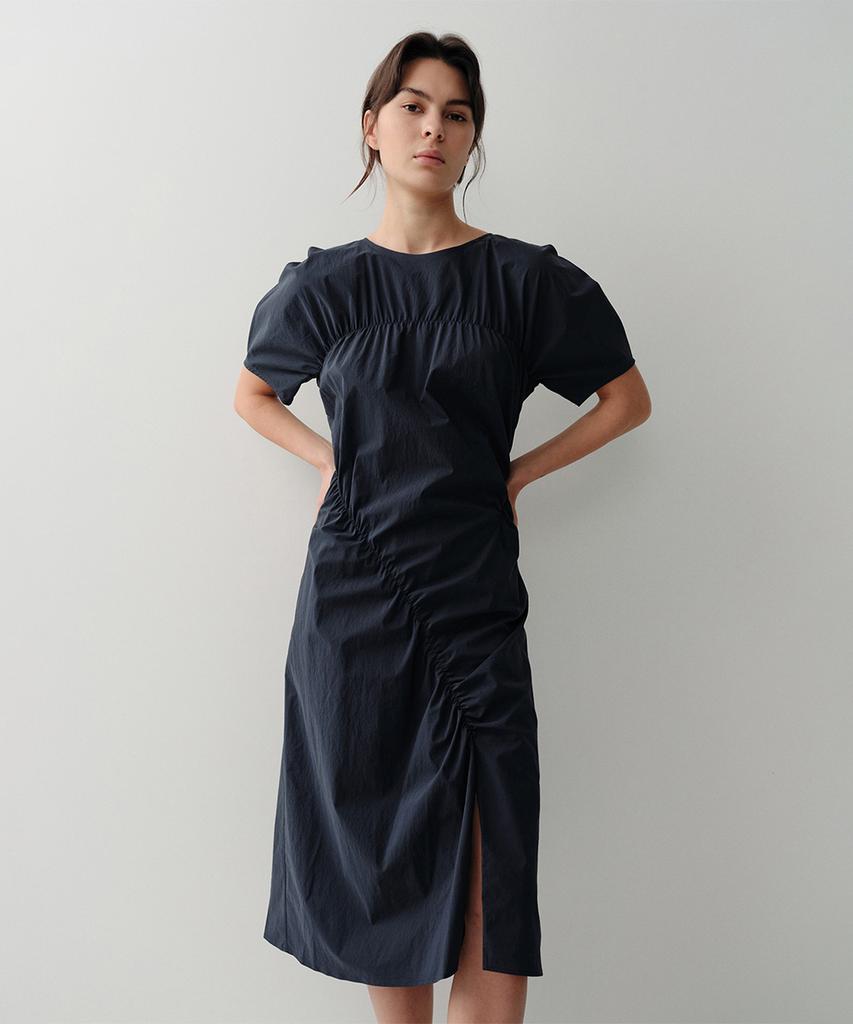Ia Shirring Long Dress (Navy)