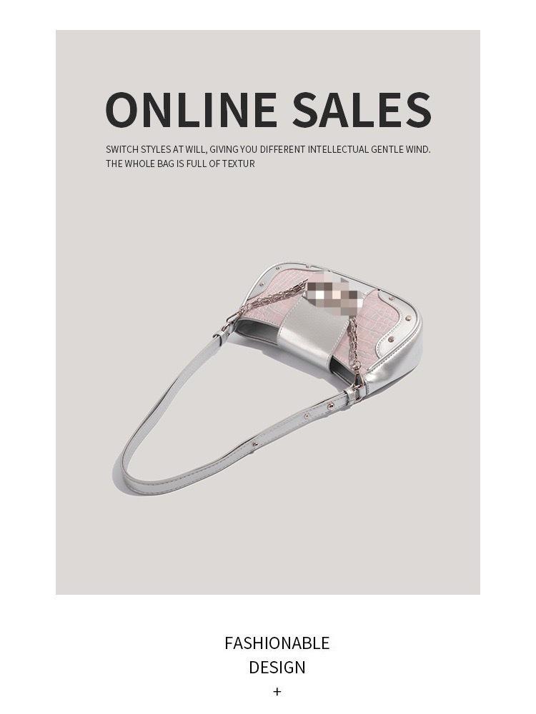 2024 Chic Crocodile Pattern Crossbody Bag - Versatile Shoulder, Handheld, Underarm Bag with Fashionable Chain Detailing for Spicy Style Enthusiasts.