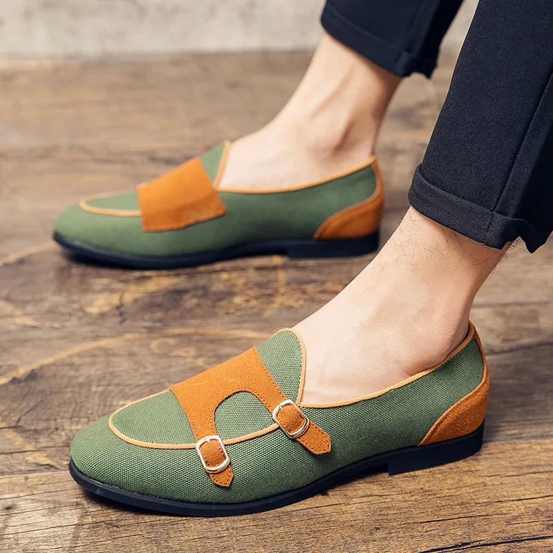 

Мужские повседневные туфли из парусины и кожи класса люкс ручной работы, пенни-лоферы, мужские туфли без застежек на плоской подошве для вождения, белые, зеленые 38