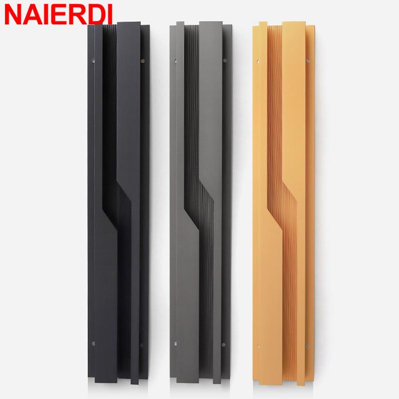 NAIERDI Black Lightning Long Furniture Handles 600-1800mm Aluminum Alloy Cabinet Handles Cupboard Door Handles Door Hardware