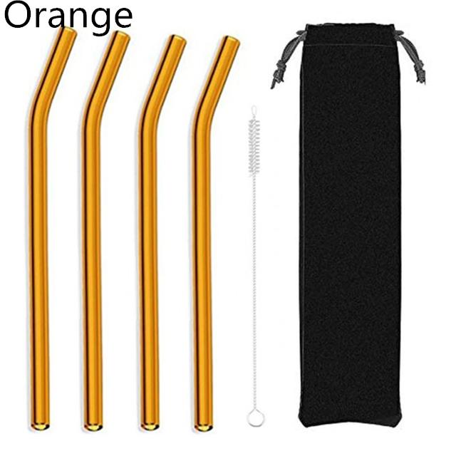 4Pcs Glass Straws Reusable Drinking Glass Tube Eco-friendly With Cleaning Brush Events Party Favors Supply