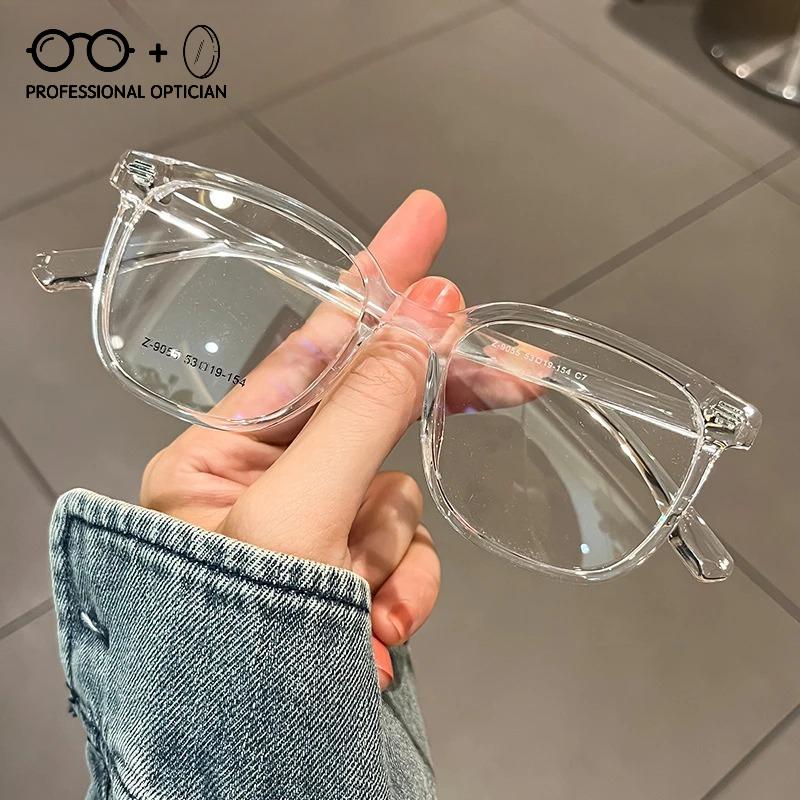 Minimalist High End Black Frame Large Frame Round Face Myopia Anti Blue Light Prescription Glasses for Man Optical Progressive