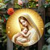 Vintage Metal Wall Art Virgin Mary Gold Halo Infant Jesus Religious Icon