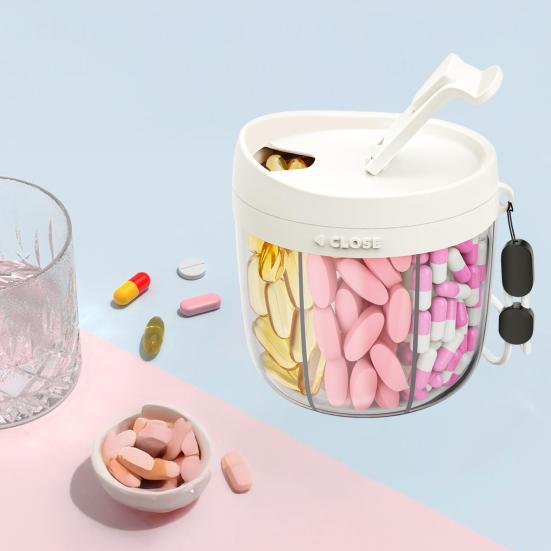 Pill Dispenser with 7 Compartments Anti-Mix Design Easy Access Pill Bottle Organizer Travel BPA-Free Pill Container