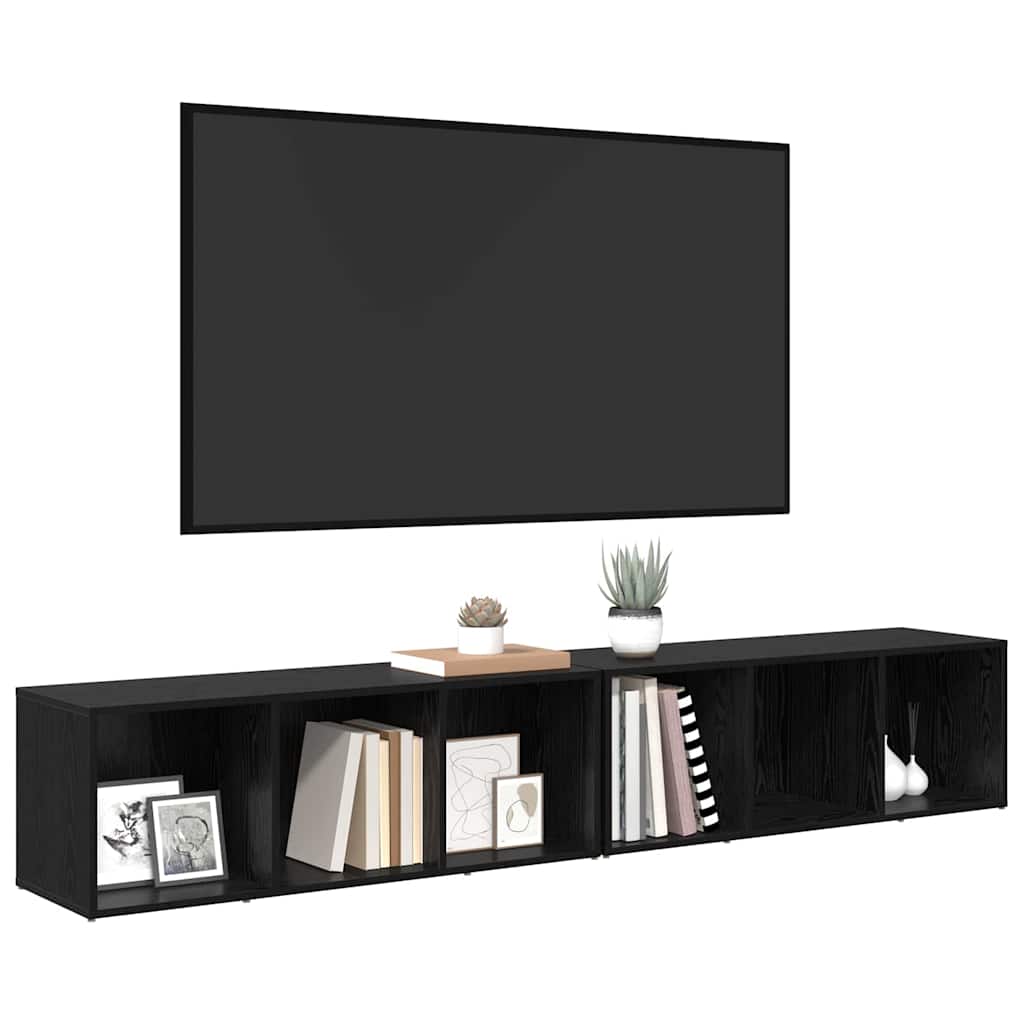vidaXL TV Cabinet Set 2 pcs Black Oak Effect 37 x 35 x 107 cm
