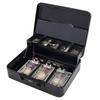 Jssmst (Jessmat) Portable Coin Safe with Dial Lock and Spring Lock, 3 Spring Clips, Metal Coin Organizer, Office Supplies, 30x24x9cm (Black, L)