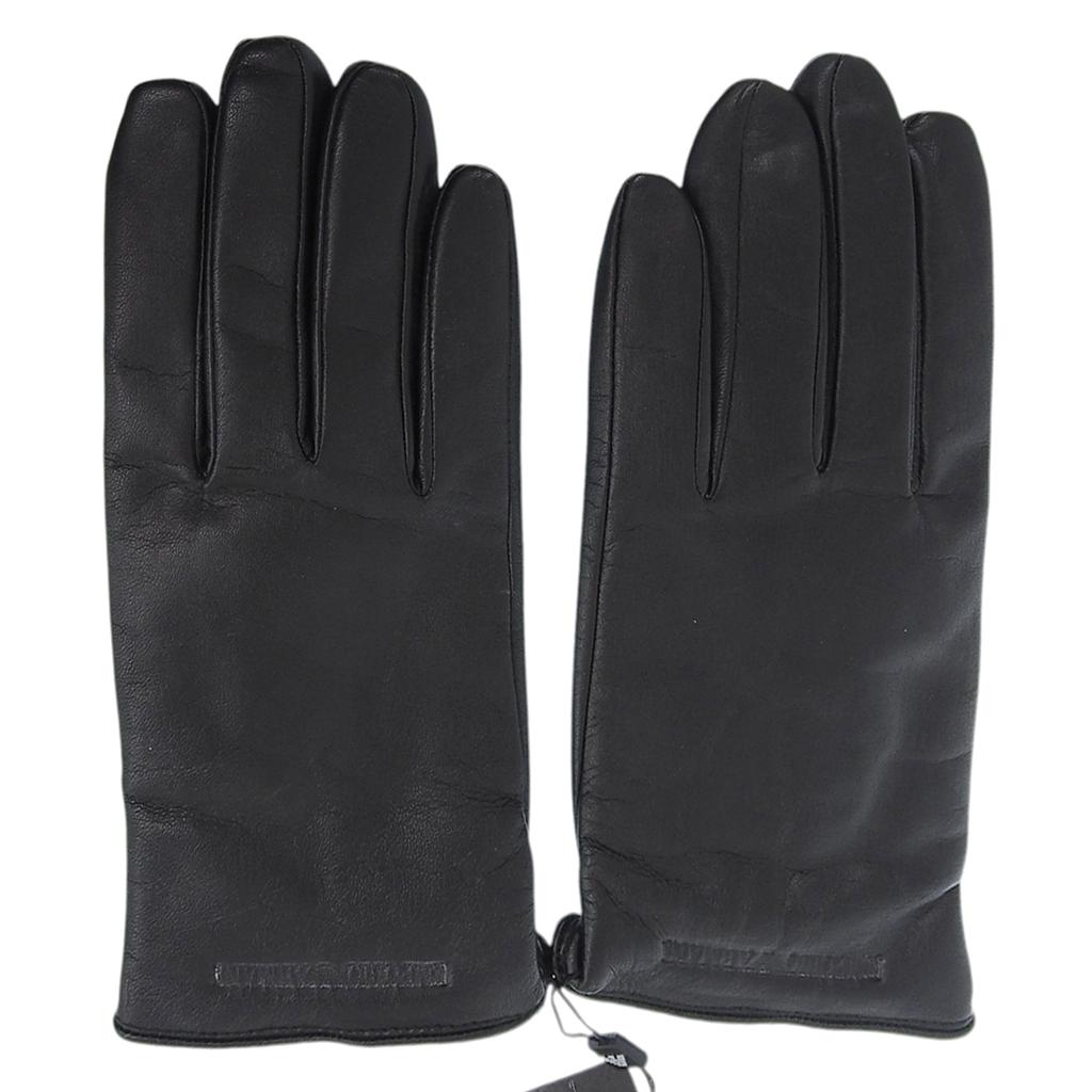 Pristine EMPORIO ARMANI gloves 624136 leather gloves black Lamb leather mens S Used