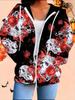 Halloween 3D Printed Hooded Cardigan Plus Size Autumn Winter Retro