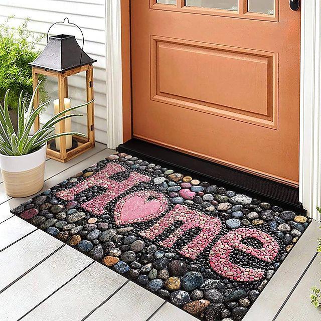 

Home Goose Soft Stone Printed Carpet Modern Art Printed Door Mat Living Room Bedroom Entrance Bright Colored Floor Mat 40cm x 60cm