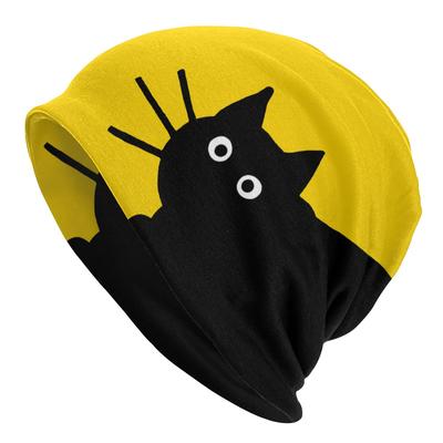 Personalisierte benutzerdefinierte Winter warme schwarze Katze Motorhaube Femme Slouchy Beanie Hut coole Ski Skullies Beanies Caps für Unisex Frauen