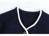M Family French Color Block Edge Single-Breasted Age-Reducing White Trim Round Neck Long Sleeve Short Knit Cardigan Coat.