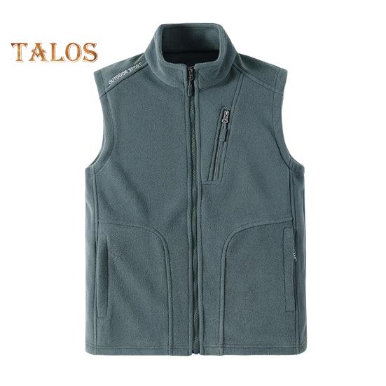 Men Polar Fleece Waistcoat Regular Fit Sleeveless Stand-Up Collar Vest Coat with Zipper Pockets Thermal Insulation Vest Jacket