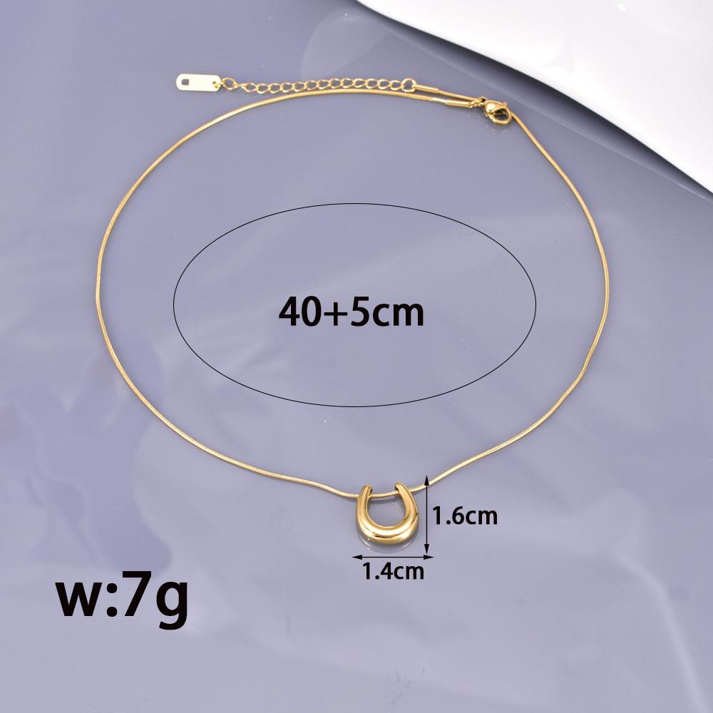 L147 European and American fashionable stainless steel geometric U-shaped necklace, women's design sense collarbone chain