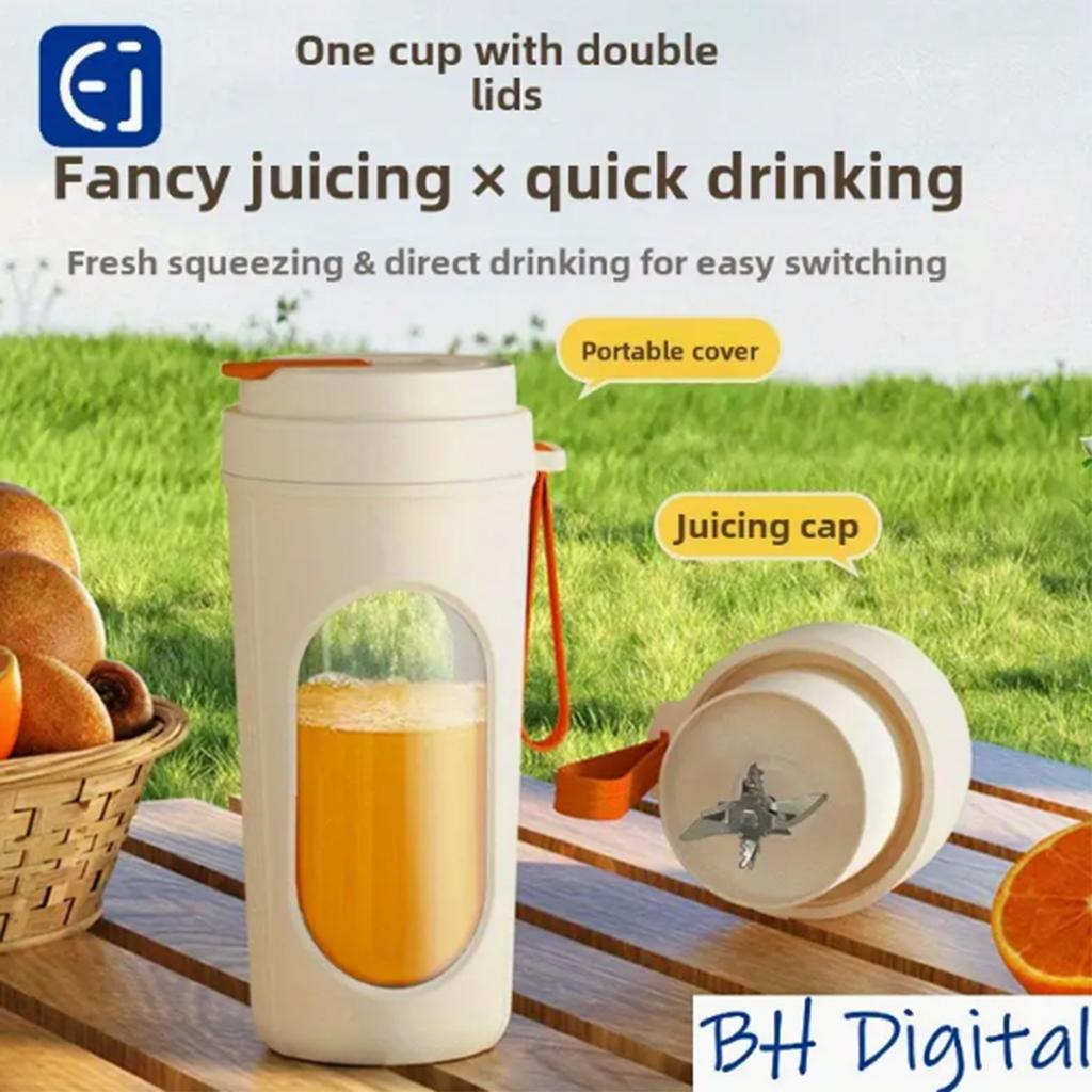 Double-Lid Juicer Cup Rechargeable for Fresh Juice Anytime,Multi-Functional Electric Juicer for Home Use