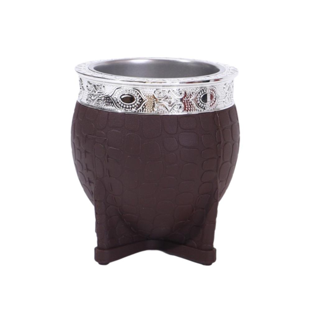 

180 ML Stainless Steel Double Wall Cup Tortoiseshell Pattern Rust-proof Mate Cup Flat Bottomed Drinking Mug Living Room
