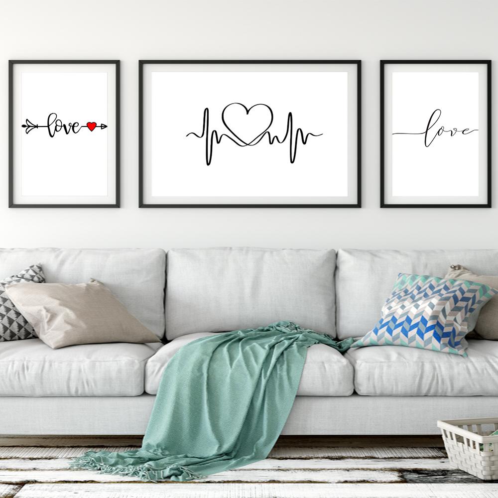 

Nordic romantic love art poster minimalist black and white letter oil painting living room bedroom home decoration mural No Frame 21*30cm No Frame