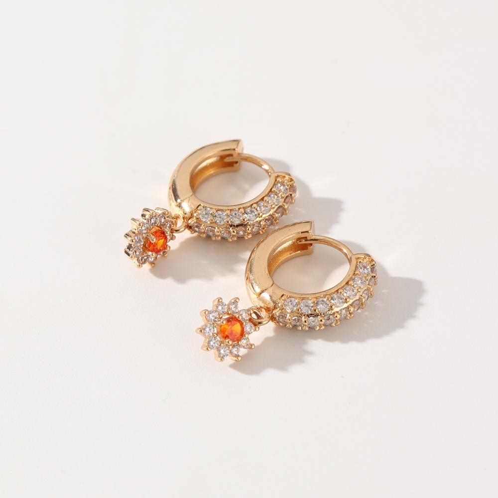Exquisite Flowers Dangle Earrings for Women Cubic Zirconia Daily Jewelry Party Accessories