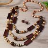Ethnic Beaded Necklace Women Multi Layer Geometric Wooden Beads Boho Jewelry Premium Simple Versatile Fashion Accessories
