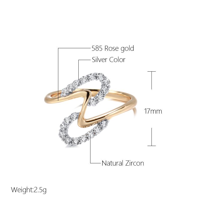 New  Rose Gold With  Color Women Rings Micro-Wax Inlay Natural Zircon Wave Rings Fashion Wedding Fine Jewelry