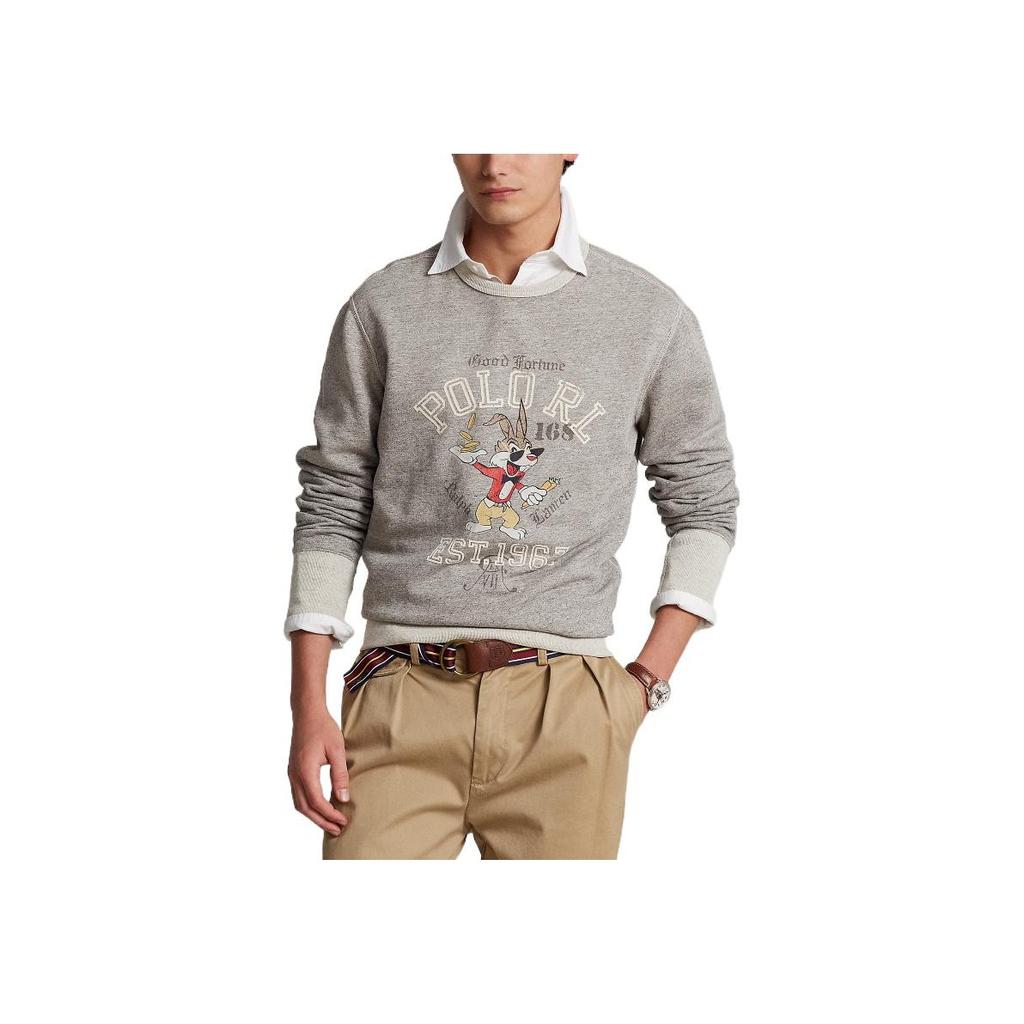 Polo Ralph Lauren SS23 Maannieuwjaar Collectie Cartoonprint Ronde Hals Sweatshirt Heren sweatshirt Grijs MNPOKNI16822604-020