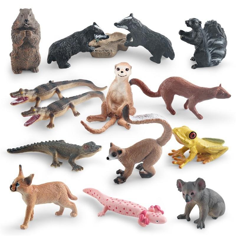 Realistic Plastic Forest Animal Model Collection Featuring Cute Static Mice Frogs Crocodiles Koalas And Skunks