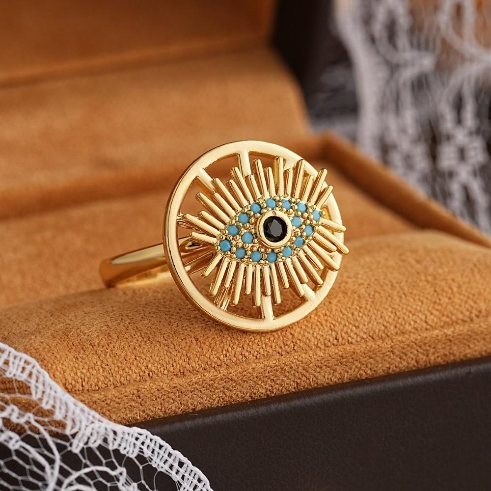 Copper Devil's Eye Ring Rotatable Opening Finger Ring Zircon Luxury Ring Clothes Accessories