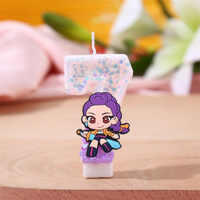 New Kpop Anime Demon Hunters Theme 3D Digital Candle Birthday Cake Decoration Number 0-9 Candle Kids Party Accessory Supply Gift