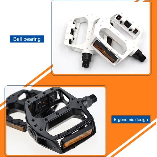 1 Pair Aluminum Alloy Anti-slip Bicycle Pedal with Reflective Strips Bike Parts