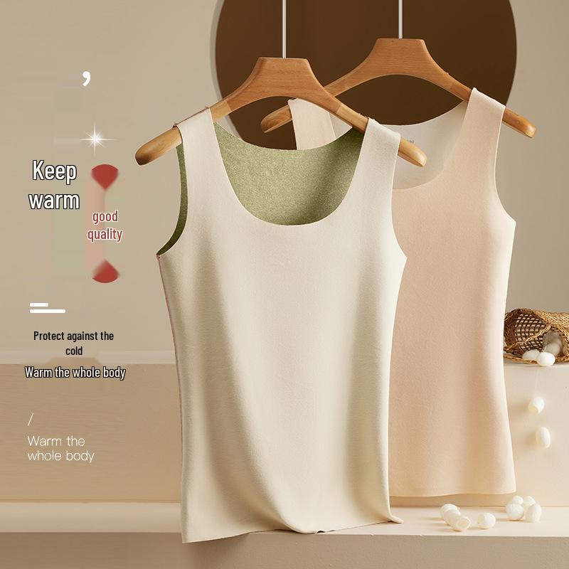 Women's Seamless Thermal Vest: Double-Sided Fleece, Slim Fit, Autumn/Winter Warm Base Layer.