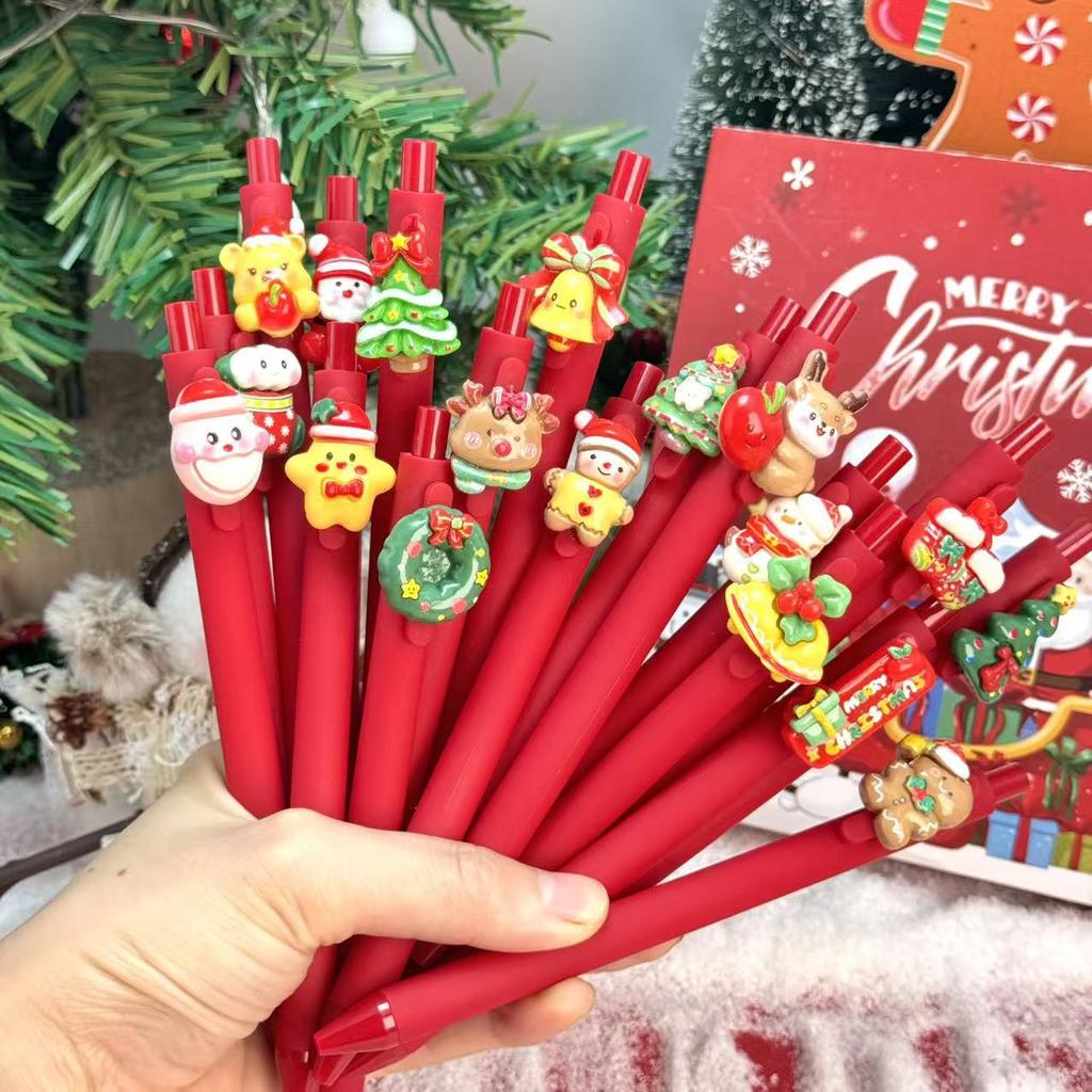 10Pcs Christmas Tree Series Patch Pen Event Special Gift Pen Christmas Stocking Filler Holiday Gift Novelty Stationery Teacher Party Favors Back To Sc