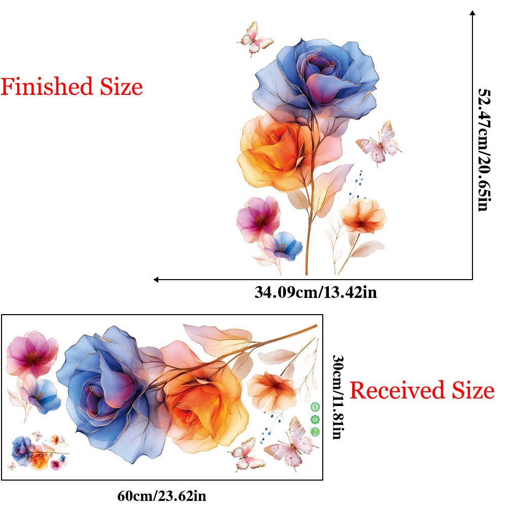 Colored Flower Wall Stickers Bedroom Living Room Corridor Entrance Background Floral Wall Stickers Bathroom Cabinet Ceramic Tile Decoration Decal