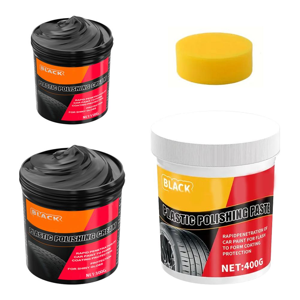 Pasta Ripara Plastica e Gomma 150g - Polish Nero Cristallo per Graffi Auto, Lucida Gomme e Rinnovo Interni, Anti-Invecchiamento & Fa B9K4