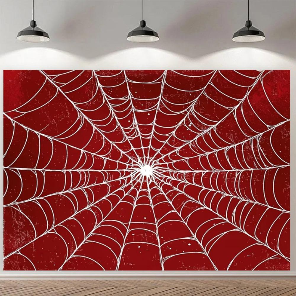 Red Spider Web Superhero Themed Banner Decoration Background, Children's Birthday Party, Home Decoration Photography Background