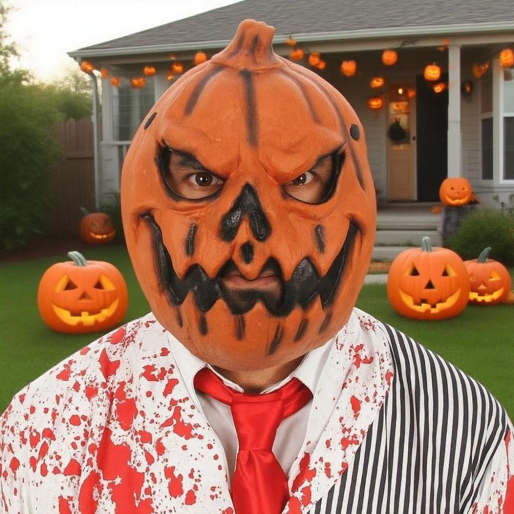 Realistic Pumpkin Halloween Mask 3D Halloween Cosplay Mask Full Face Mask  Costume Party Supplies