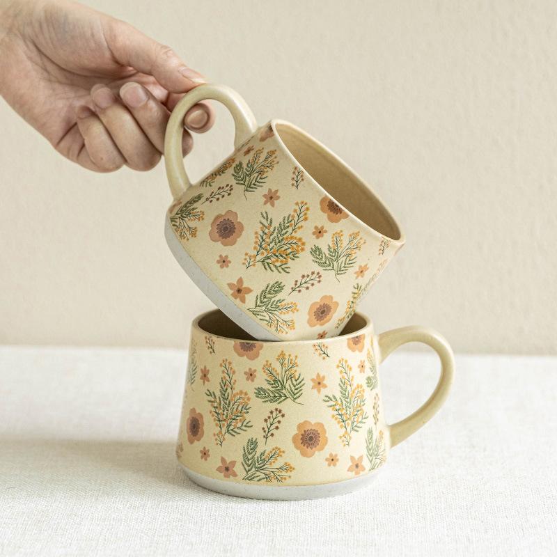 French Ceramic Cup High Value Handmade Cup Exquisite Coffee Cup Large Capacity Breakfast Cup Household Cup Water Cup Tea Cup
