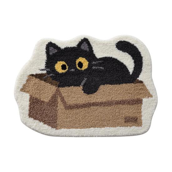 Tappeto da Bagno Peluche, Tappetino Antiscivolo Assorbente Soffice, Carino Tappetino Gatto Nero per Ingresso Camera da Letto Soggiorno
