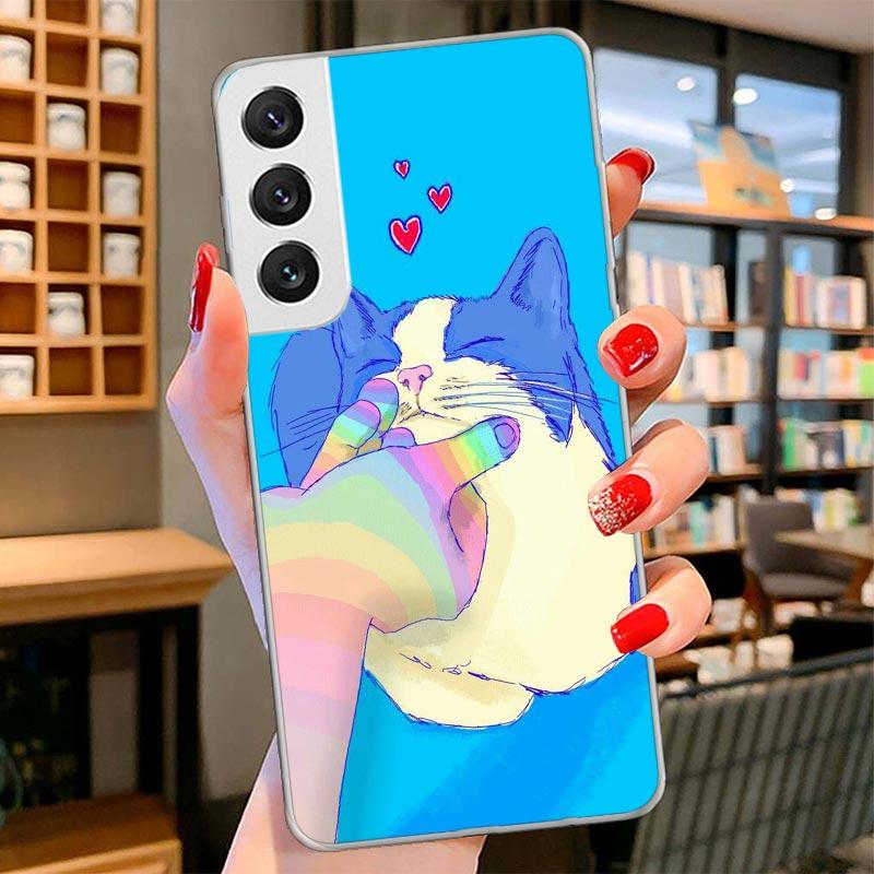 Cat Cute Kitten Cartoon Cover Phone Case For Samsung Galaxy S26 S25 Edge S24 Ultra S23 S22 Plus S21 S20 FE Soft Fundas Shell Gal