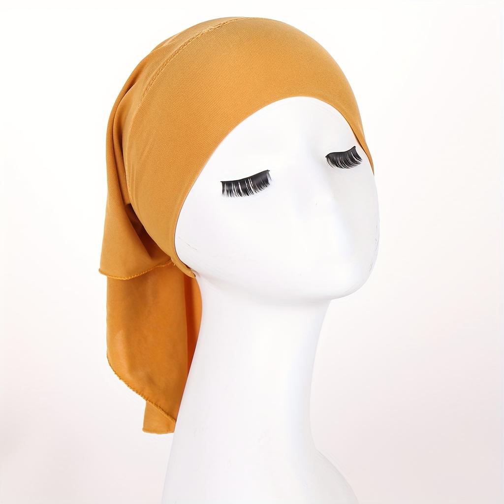 Solid Color Inner Hijab Hat Elastic Turban Causal Head Wraps Ramadan Muslim Fashion Headscarf Bandana For Women